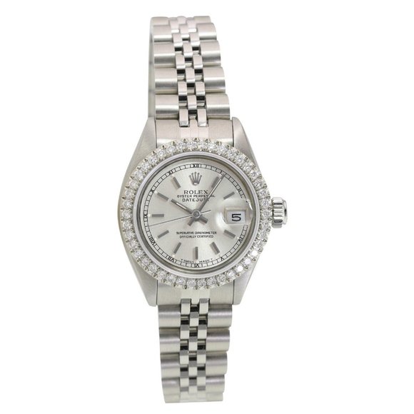 ROLEX DATEJUST SILVER INDEX DIAL 1.15CTW DIAMOND STEEL JUBILEE WATCH 26 MM 69174 - Picture 2 of 6